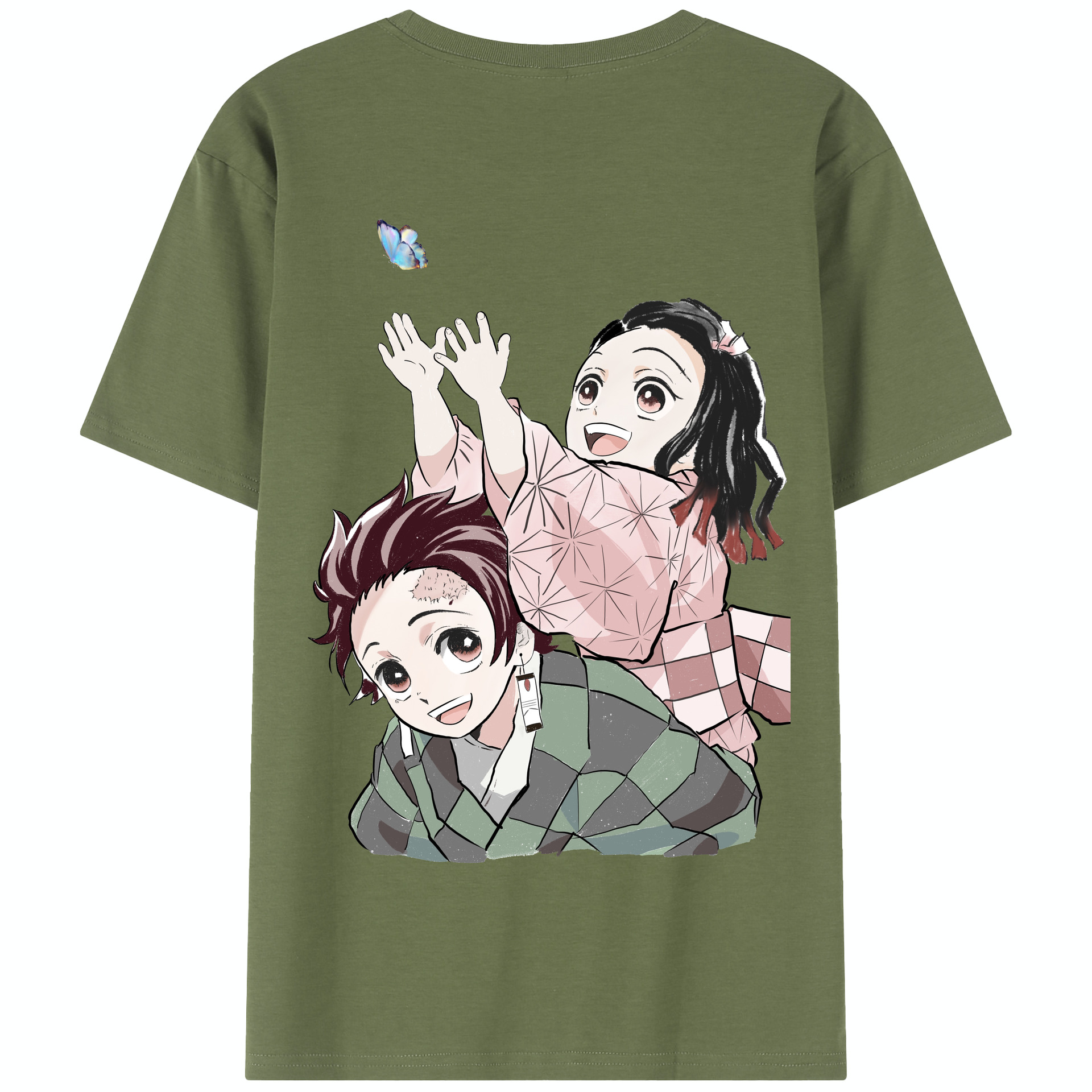 （画像用） 鬼滅の刃（きめつのやいば）竈門 禰󠄀豆子／かまど ねずこ Kamado Nezuko 綿100％半袖Tシャツ（背面プリント）
